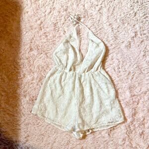 Kendall Kylie White Delicate Twee Coquette Engagement Floral Fairy Lace Romper